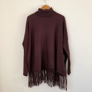 NWT Cyrus Fringe Tunic Turtleneck Sweater
